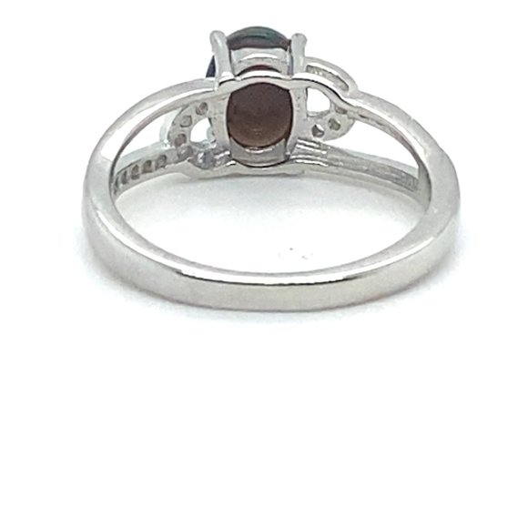 Black Opal 1.31ct Platinum Finish Solid 925 Sterling Silver Ring - Picture 6 of 7